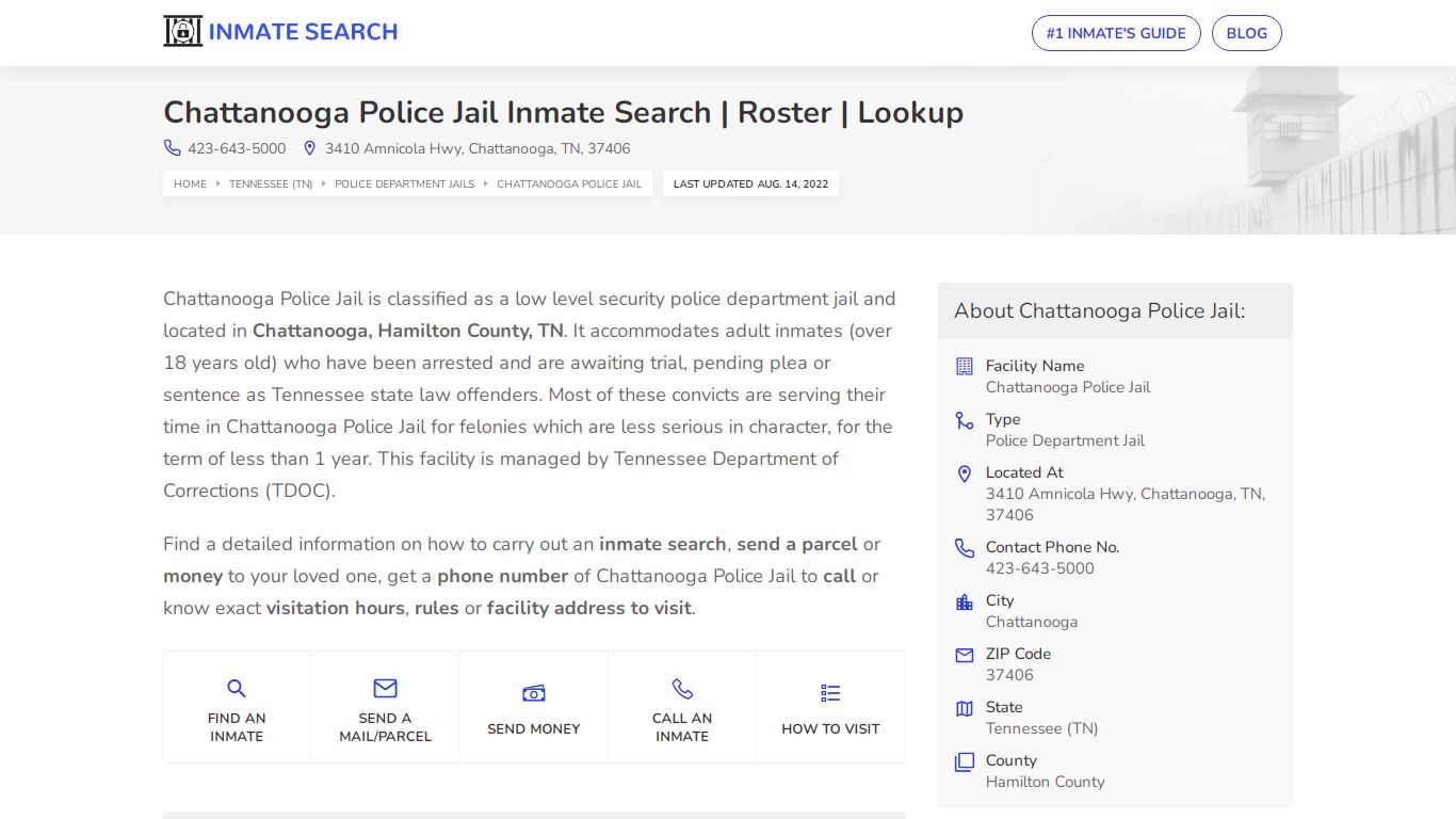 Chattanooga Police Jail Inmate Search | Roster | Lookup